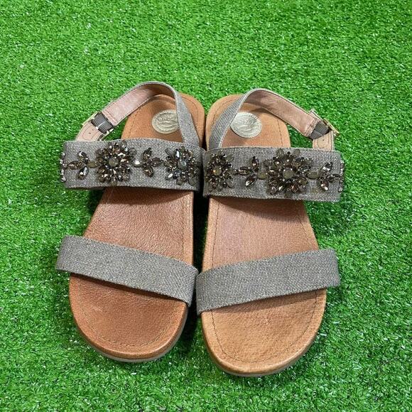 Nurture Women’s 8M Sandals Gems Comfort Brown Slip On Strappy Adjustable - Picture 2 of 8